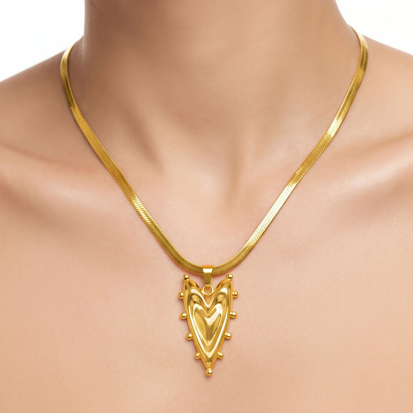 PAJURI Necklace Anti-Tarnish Molten Heart Pendant Chain