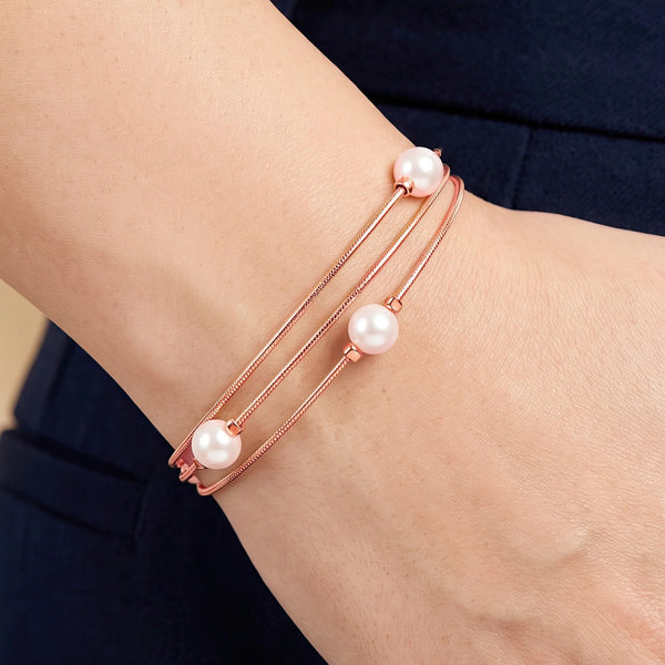 PAJURI Bracelet Anti-Tarnish Pearl Snake Chain (Adjustable Size)