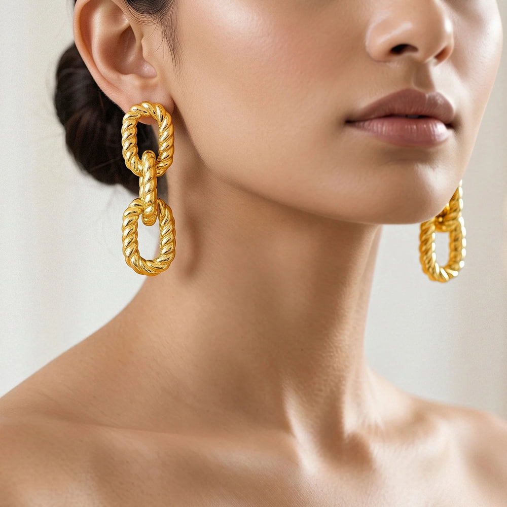 PAJURI Earrings Twisted Link Dangles