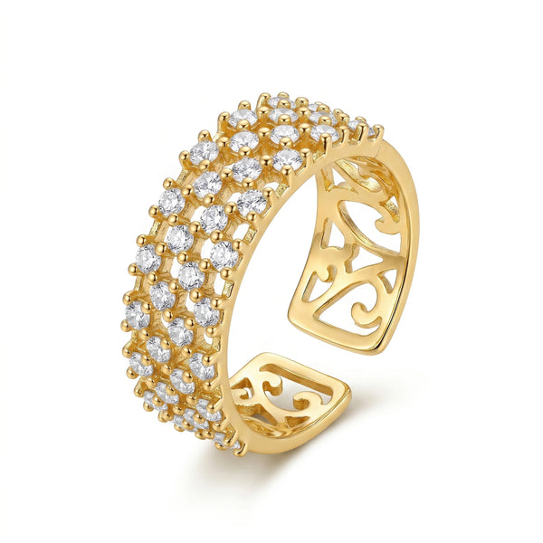 PAJURI Ring Anti-Tarnish Heart Crystal Band (Adjustable Size)