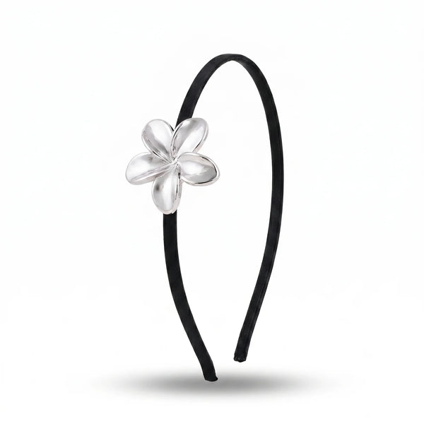 PAJURI Hairband Anti-Tarnish Plumeria Cord Black Base