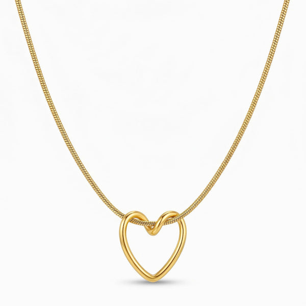 PAJURI Necklace Anti-Tarnish Open Heart Snake Chain