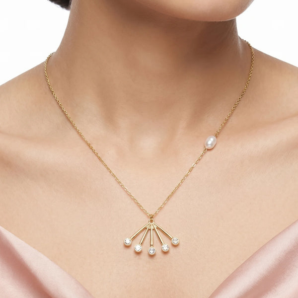 PAJURI Necklace Anti-Tarnish Minimalist Pearl Fan Pendant