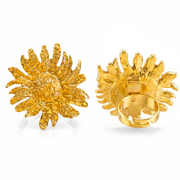 PAJURI Ring Anti-Tarnish Golden Sunflower (Adjustable Size)