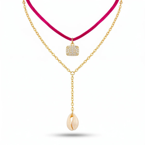 PAJURI Necklace Anti-Tarnish Cowrie Shell Layered Chain