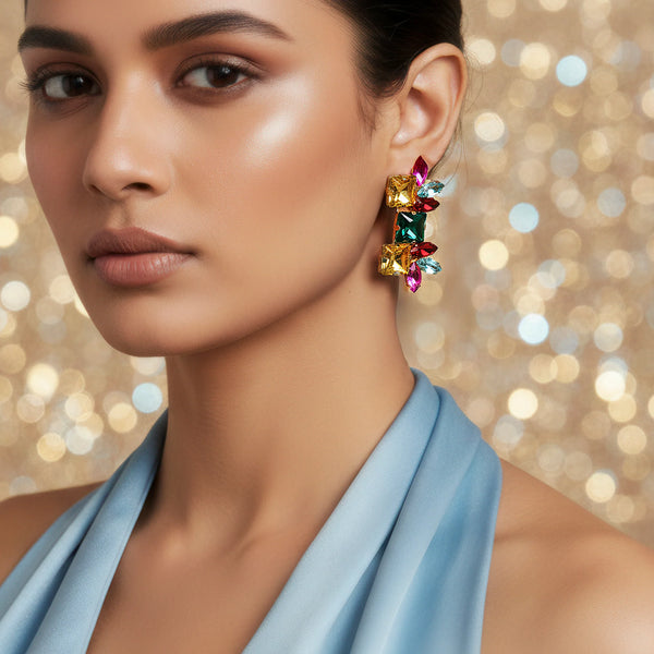 PAJURI Earrings Anti-Tarnish Multi-Color Linear Statement Studs