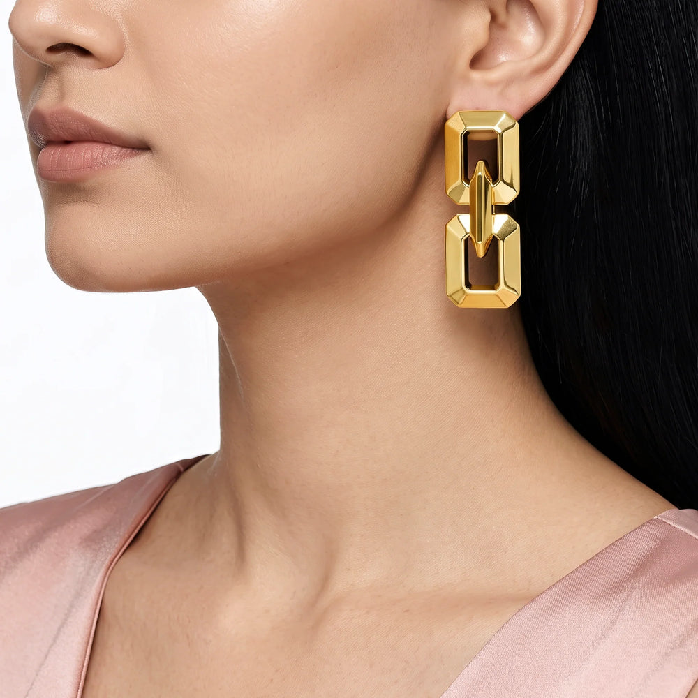 PAJURI Earrings Geometric Link Dangles