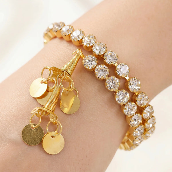 PAJURI Bracelet Anti-Tarnish Crystal-Encrusted Spiral Charm (Adjustable Size)