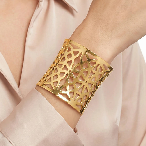 PAJURI Bracelet Anti-Tarnish Heart Filigree Wide Cuff (Adjustable Size)