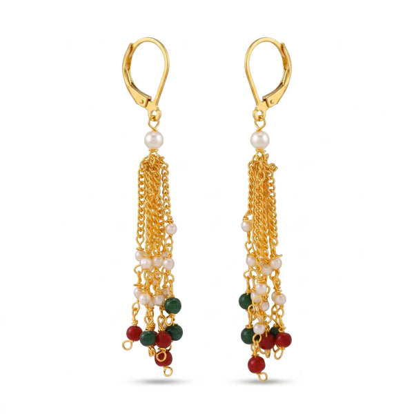 PAJURI Earrings Anti-Tarnish Red Green Pearl Dangles