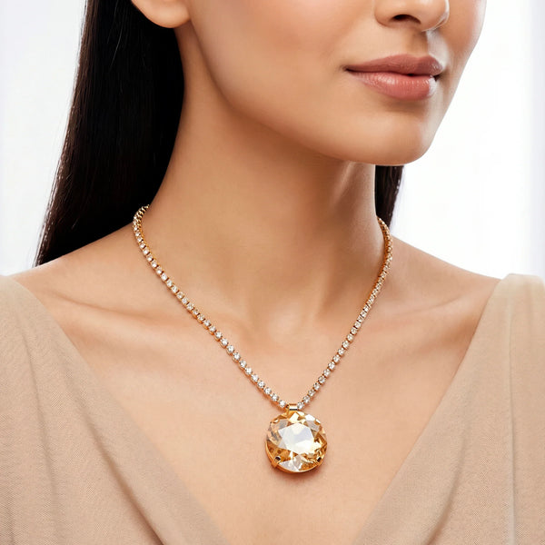 PAJURI Necklace Anti-Tarnish Champagne Crystal