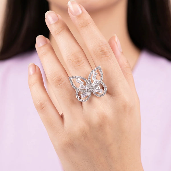 PAJURI Ring Anti-Tarnish Crystal Butterfly (Adjustable Size)