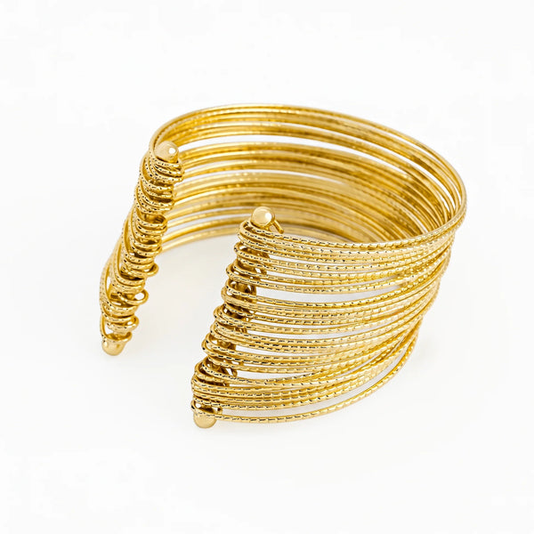 PAJURI Bracelet Anti-Tarnish Gold Plated Multilayer Bangle (Adjustable Size)