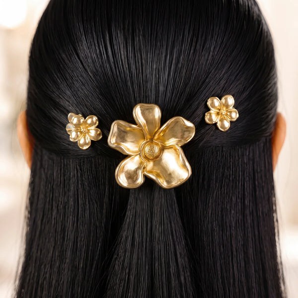 PAJURI Hair Claw Clip Anti-Tarnish Triple Flower