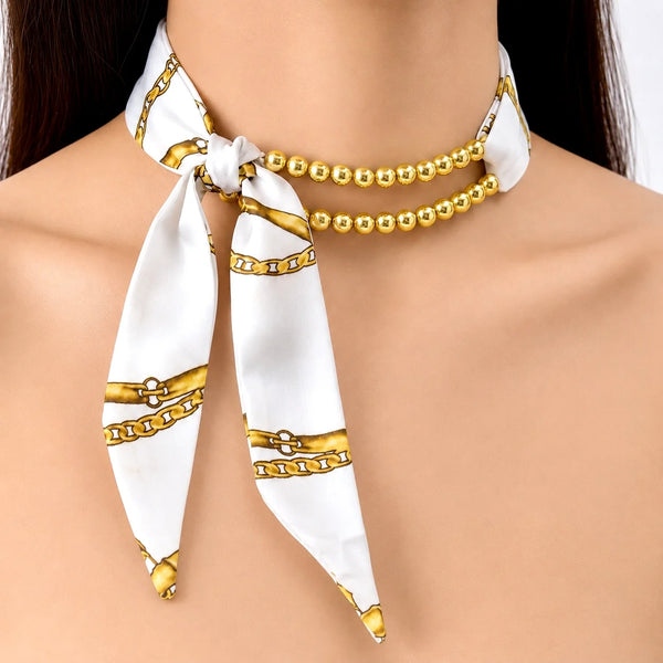 PAJURI Necklace Cum Bracelet Anti-Tarnish Bead Silk Scarf