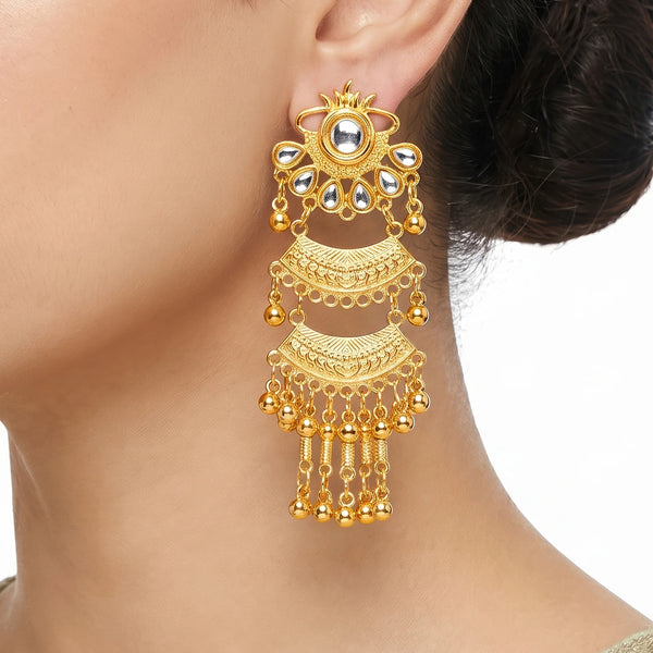 PAJURI Earrings Anti-Tarnish Tiered Crystal Tassel Statement