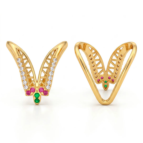 PAJURI Ring Anti-Tarnish V-Shape Crystal (Adjustable Size)