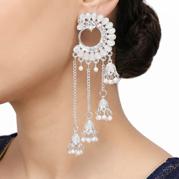 PAJURI Earrings Anti-Tarnish Pearl Crescent Jhumka