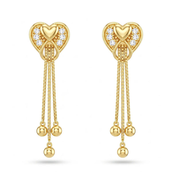 PAJURI Earrings Anti-Tarnish Heart Chain Dangles