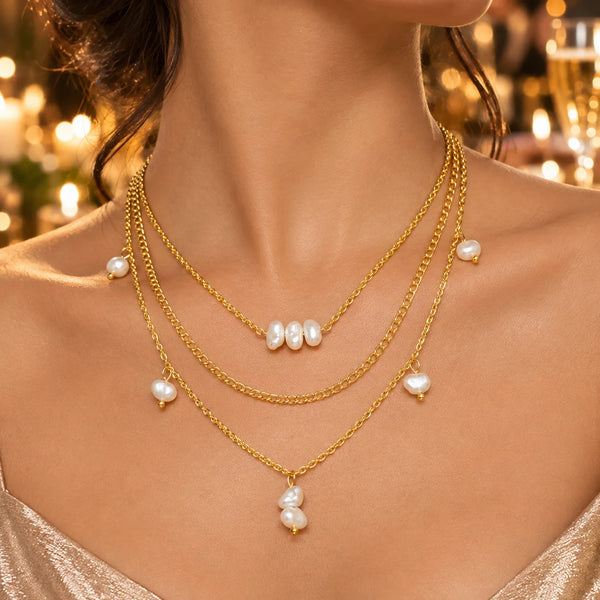 PAJURI Necklace Anti-Tarnish Gold Plated Multilayered Designer Set