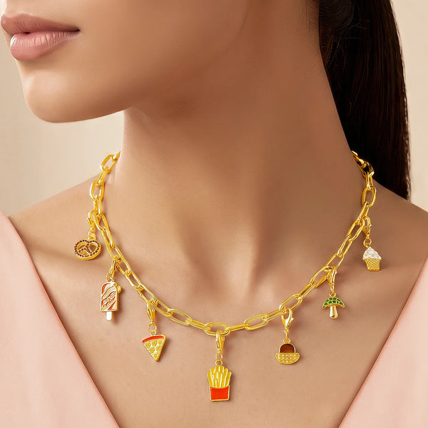 PAJURI Necklace Anti-Tarnish Gold Plated Yummy Bites Charms