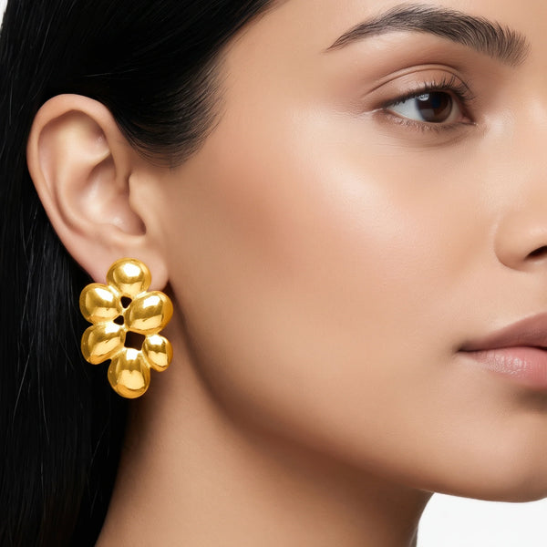 PAJRUI Earrings Anti-Tarnish Abstract Flower Statement