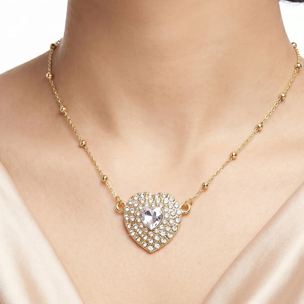 PAJURI Necklace Anti-Tarnish Heart Crystal Pendant Satellite