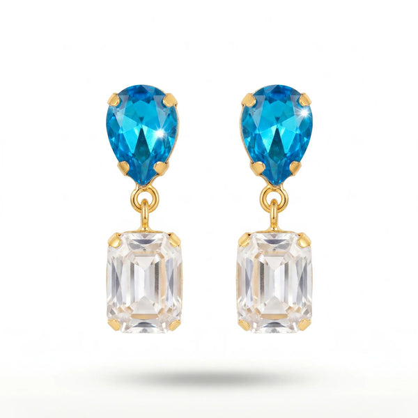 PAJURI Earrings Anti-Tarnish Aquamarine Crystal Dangles