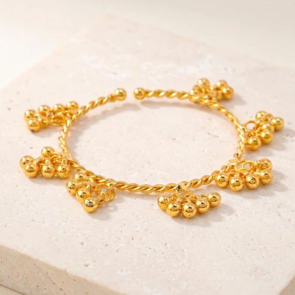 PAJURI Bracelet Anti-Tarnish Ghungroo Cluster Twisted Bangle (Adjustable Size)