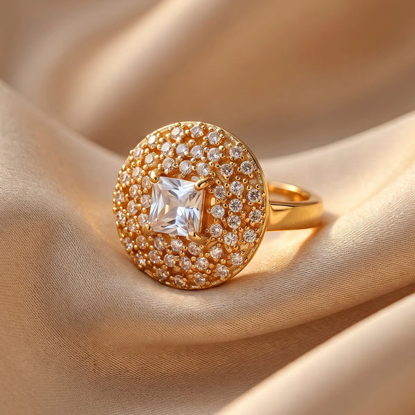 PAJURI Ring Anti-Tarnish Princess Crystal (Adjustable Size)