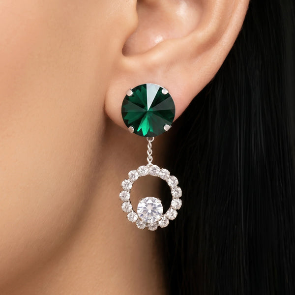 PAJURI Earrings Anti-Tarnish Green Circle Studs