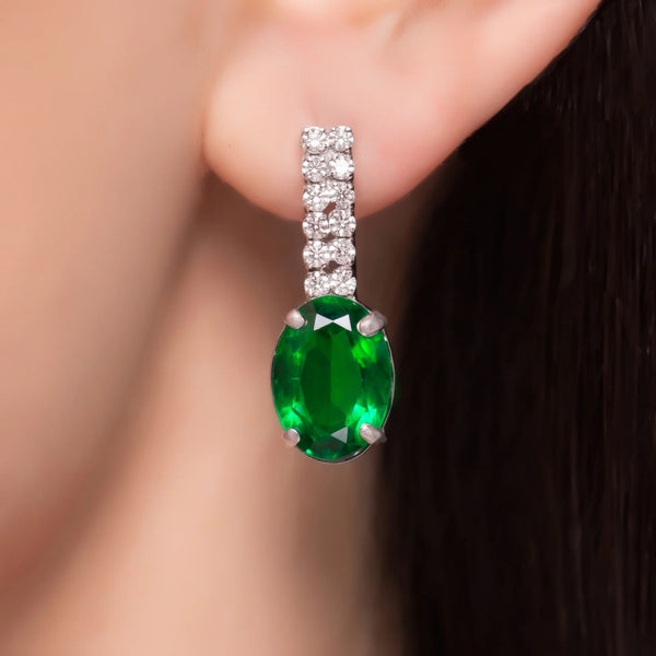 PAJURI Earrings Anti-Tarnish Green Gemstone Dangles