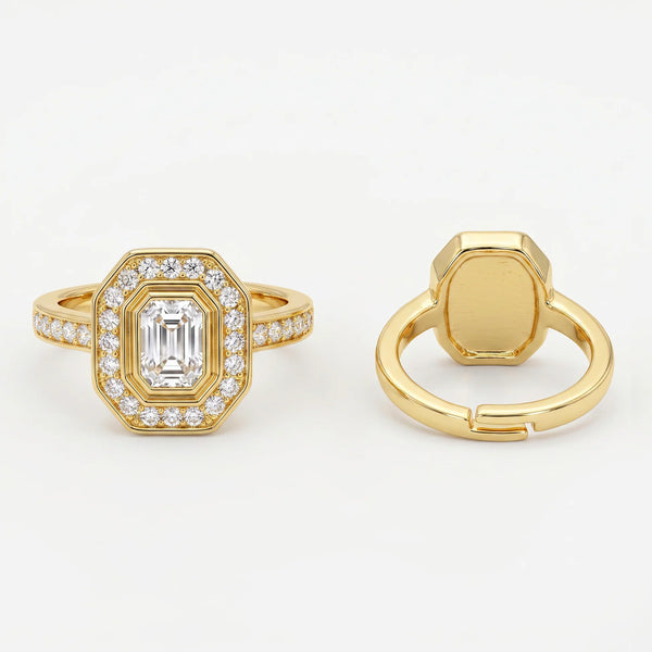 PAJURI Ring Anti-Tarnish Emerald Cut Crystal (Adjustable Size)