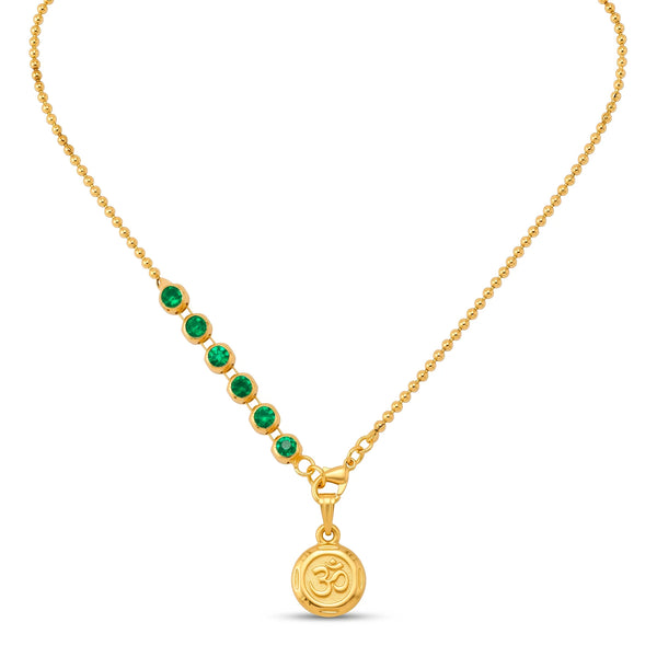 PAJURI Necklace Anti-Tarnish Om Emerald Gemstone Chain