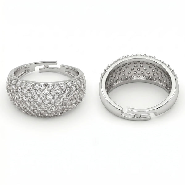 PAJURi Ring Anti-Tarnish Crystal Dome Band (Adjustable Size)