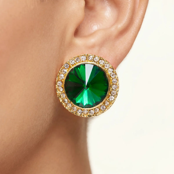 PAJURI Earrings Anti-Tarnish Emerald Crystal Studs