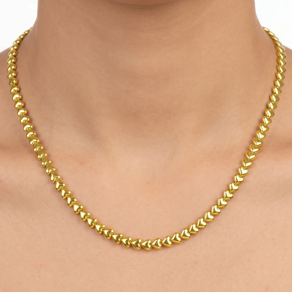 PAJURI Necklace Anti-Tarnish Gold Plated Heart Link Chain