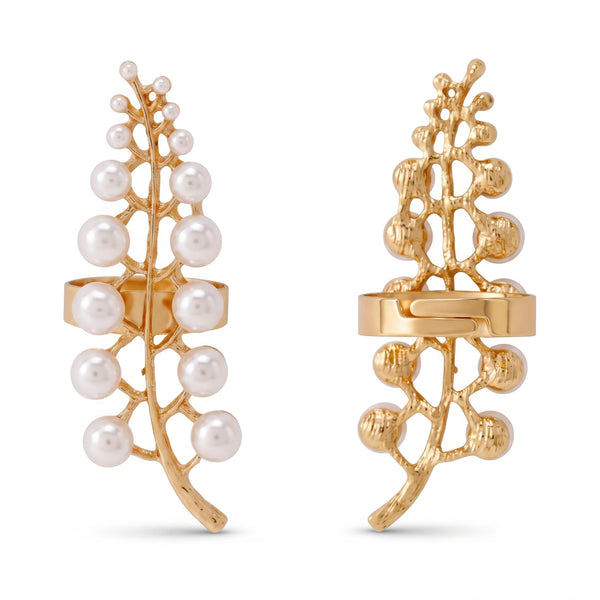 PAJURI Ring Anti-Tarnish Pearl Branch Design (Adjustable Size)