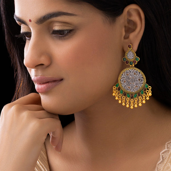 PAJURI Earrings Anti-Tarnish Dual-Tone Ethnic Statement with Ghungroos Danglers