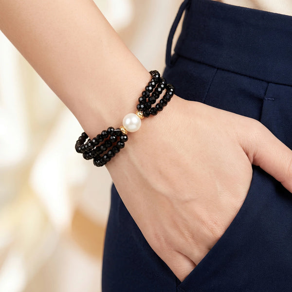 PAJURI Bracelet Anti-Tarnish Black Pearl Beads (Adjustable Size)