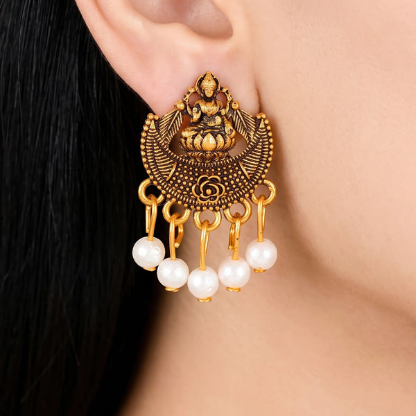 PAJURI Earrings Anti-Tarnish Lakshmi Lotus Studs