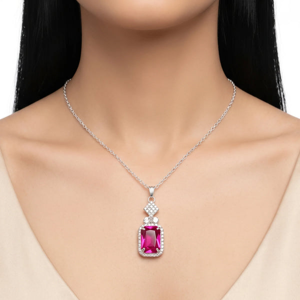 PAJURI Necklace Anti-Tarnish Fuchsia Pendant Chain