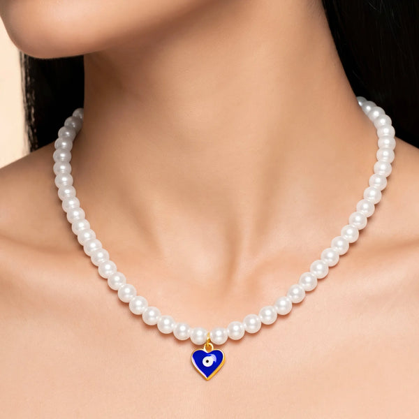PAJURI Necklace Anti-Tarnish Pearl Evil Eye Pendant Set