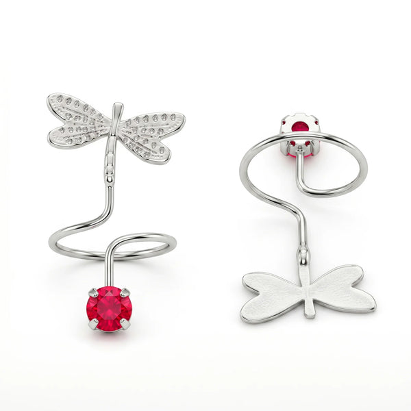 PAJURI Ring Anti-Tarnish Silver Drangonfly Crystal (Adjustable Size)