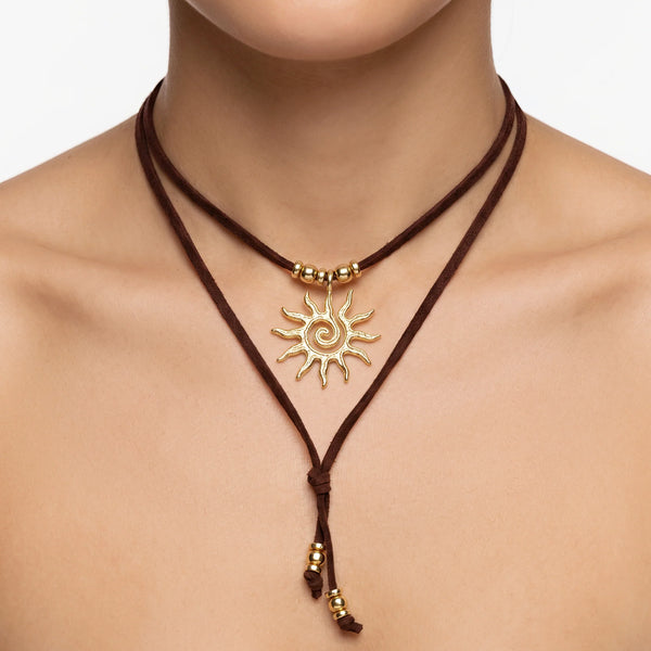 PAJURI Necklace Anti-Tarnish Boho Sun Layered