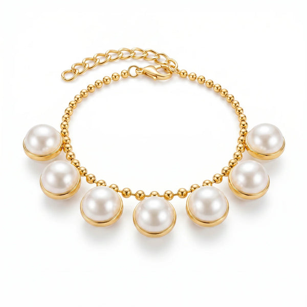 PAJURI Bracelet Anti-Tarnish Studded Pearl Golden Chain (Adjustable Size)