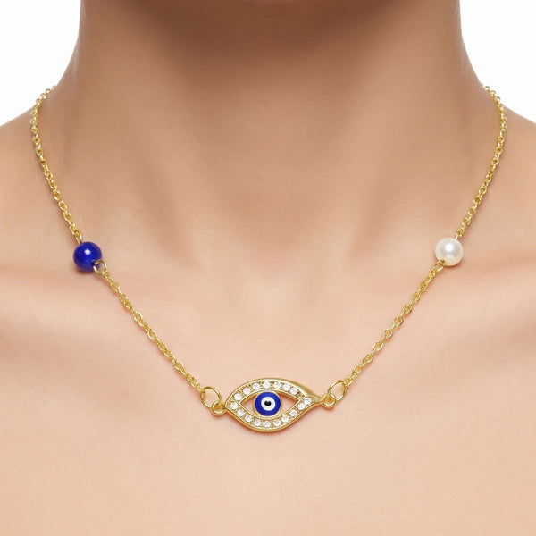 PAJURI Necklace Anti-Tarnish Gold Plated Evil Eye Pearl Pendant
