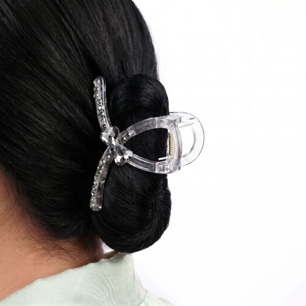 PAJURI Hair Claw Clip Black Crystal Bow