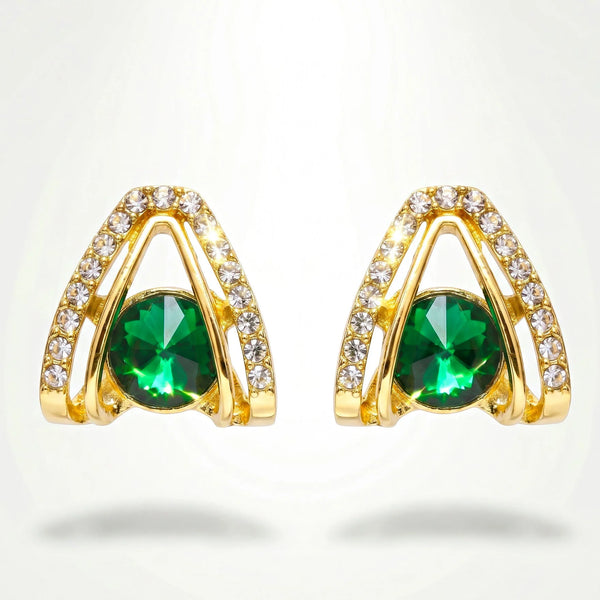 PAJURI Earrings Anti-Tarnish Emerald Crystal Studs