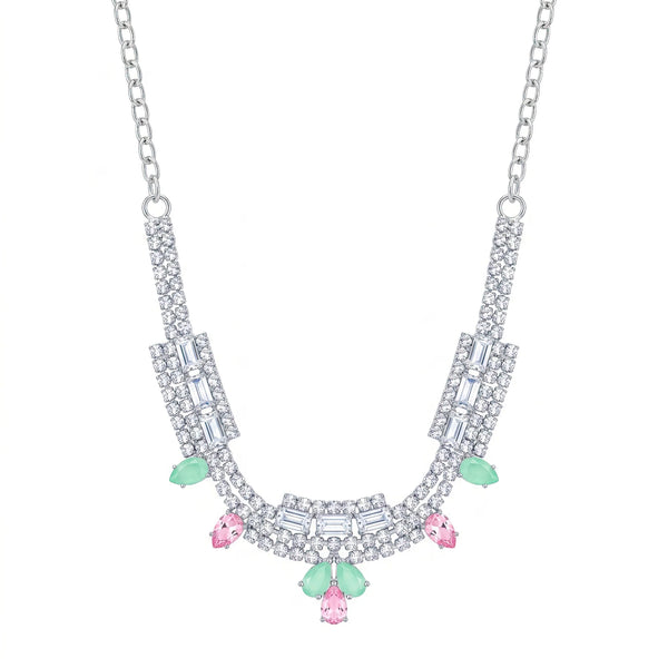 PAJURI Necklace Anti-Tarnish Rhinestone with Pastel Stones